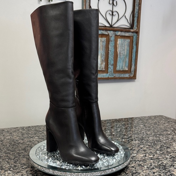 Steve Madden leather Black Heeled Boots NWOT 6W - Picture 6 of 17